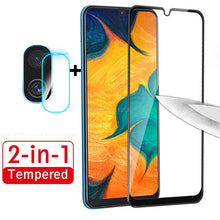 Load image into Gallery viewer, 2 in 1 9D Full Screen Protective Tempered Glass For Samsung Galaxy A30 A50 A20 A70 Back Camera Lens Protector A305F A505F A205F